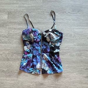 G by Guess Floral Corset tank top size small